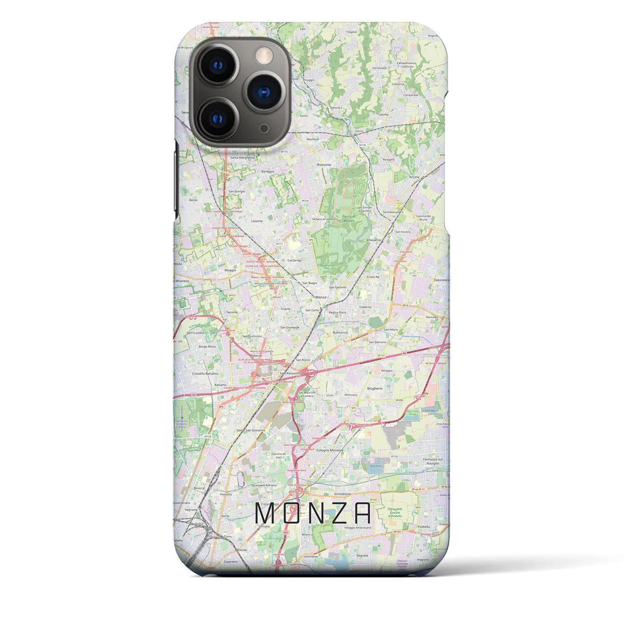 【モンツァ】地図柄iPhoneケース（バックカバータイプ・ナチュラル）iPhone 11 Pro Max 用