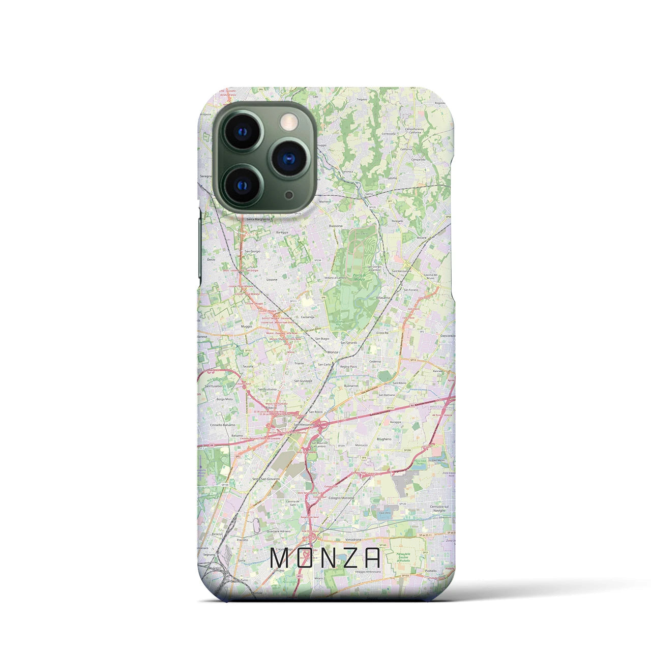 【モンツァ】地図柄iPhoneケース（バックカバータイプ・ナチュラル）iPhone 11 Pro 用