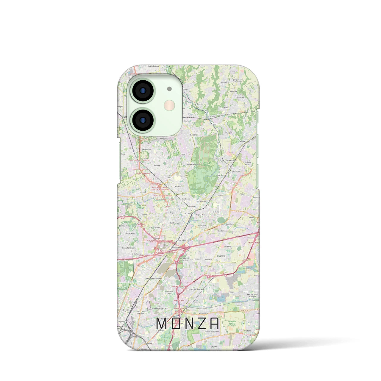 【モンツァ】地図柄iPhoneケース（バックカバータイプ・ナチュラル）iPhone 12 mini 用