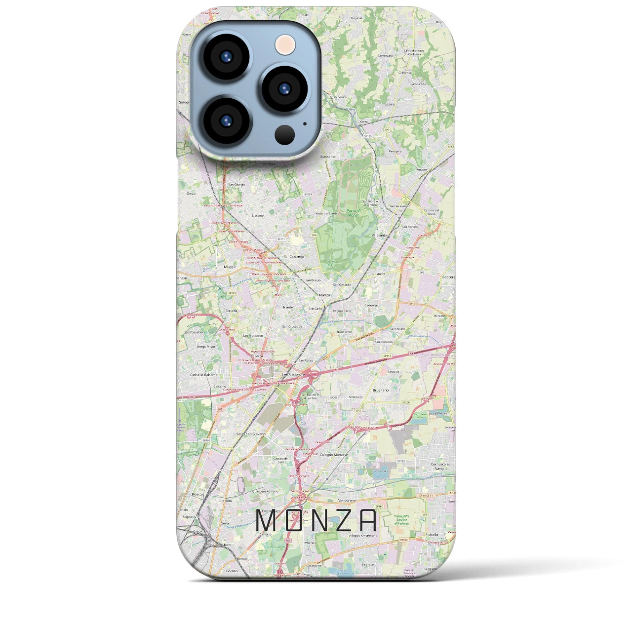 【モンツァ】地図柄iPhoneケース（バックカバータイプ・ナチュラル）iPhone 13 Pro Max 用