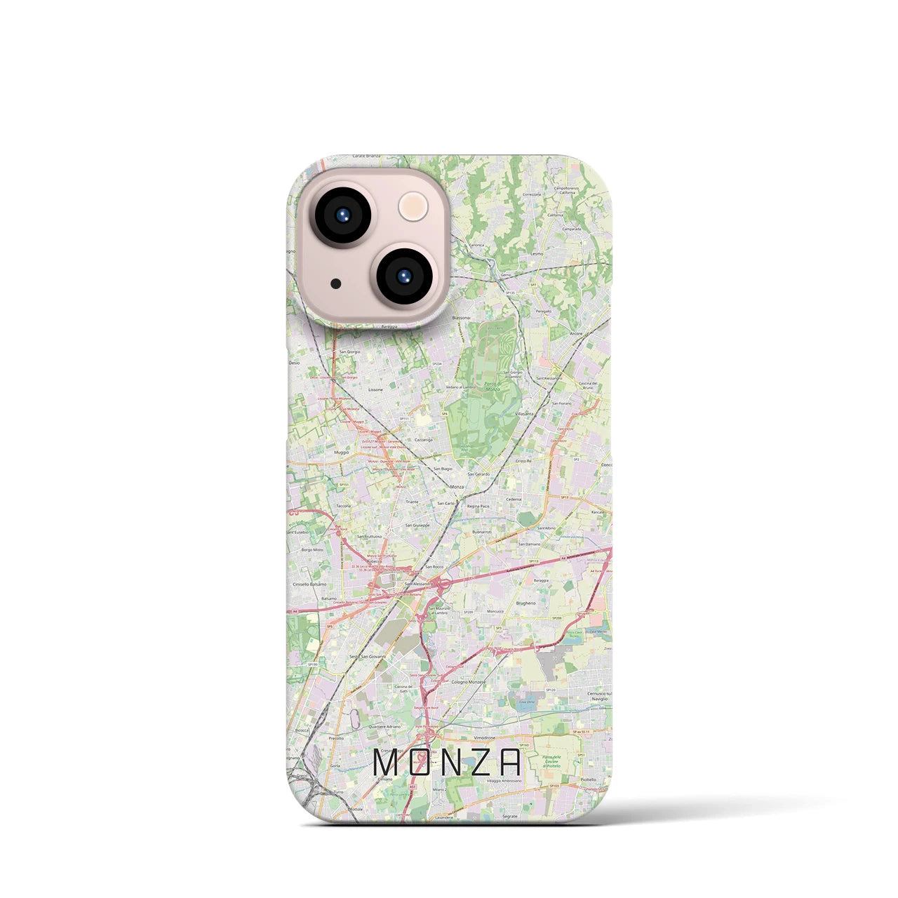 【モンツァ】地図柄iPhoneケース（バックカバータイプ・ナチュラル）iPhone 13 mini 用