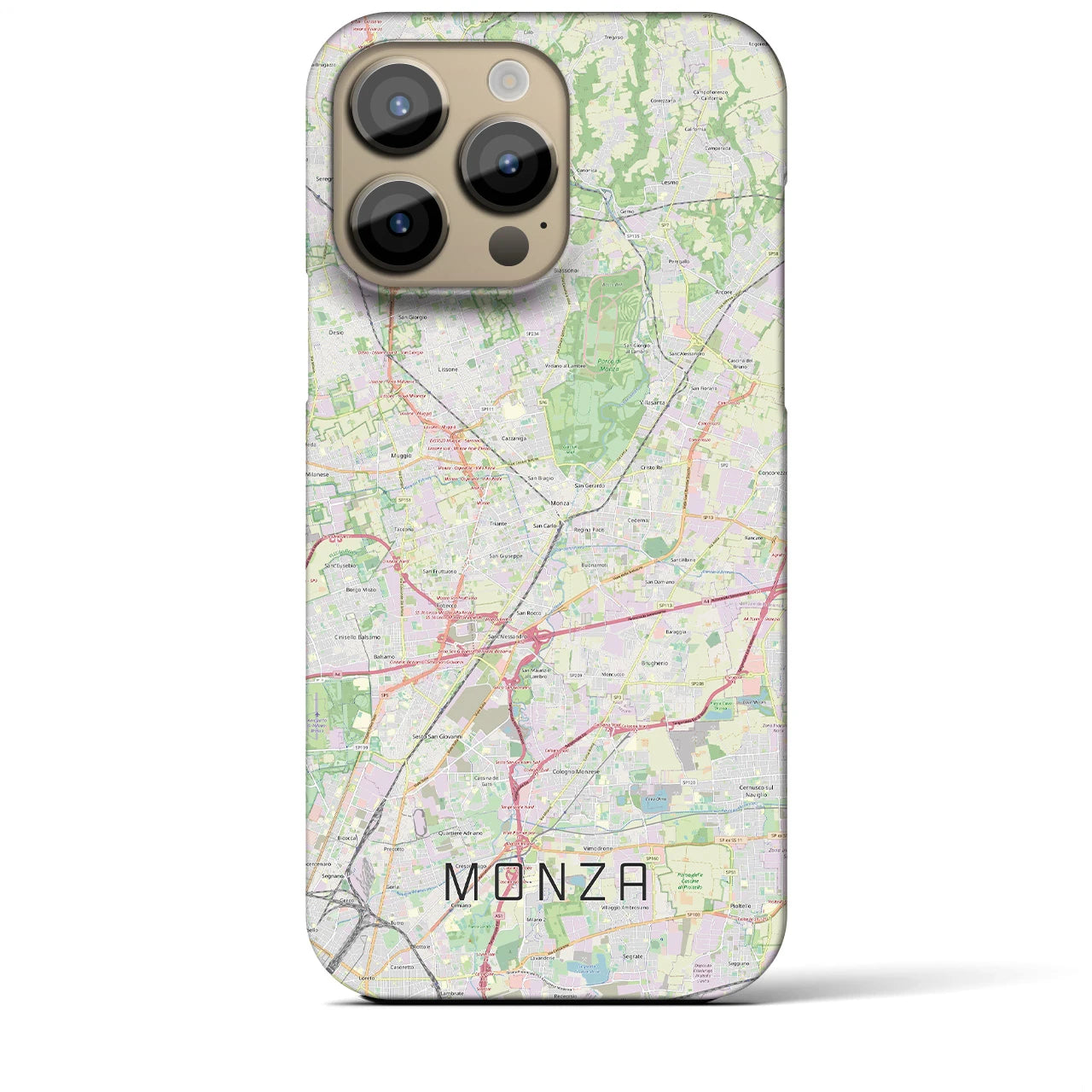 【モンツァ】地図柄iPhoneケース（バックカバータイプ・ナチュラル）iPhone 14 Pro Max 用