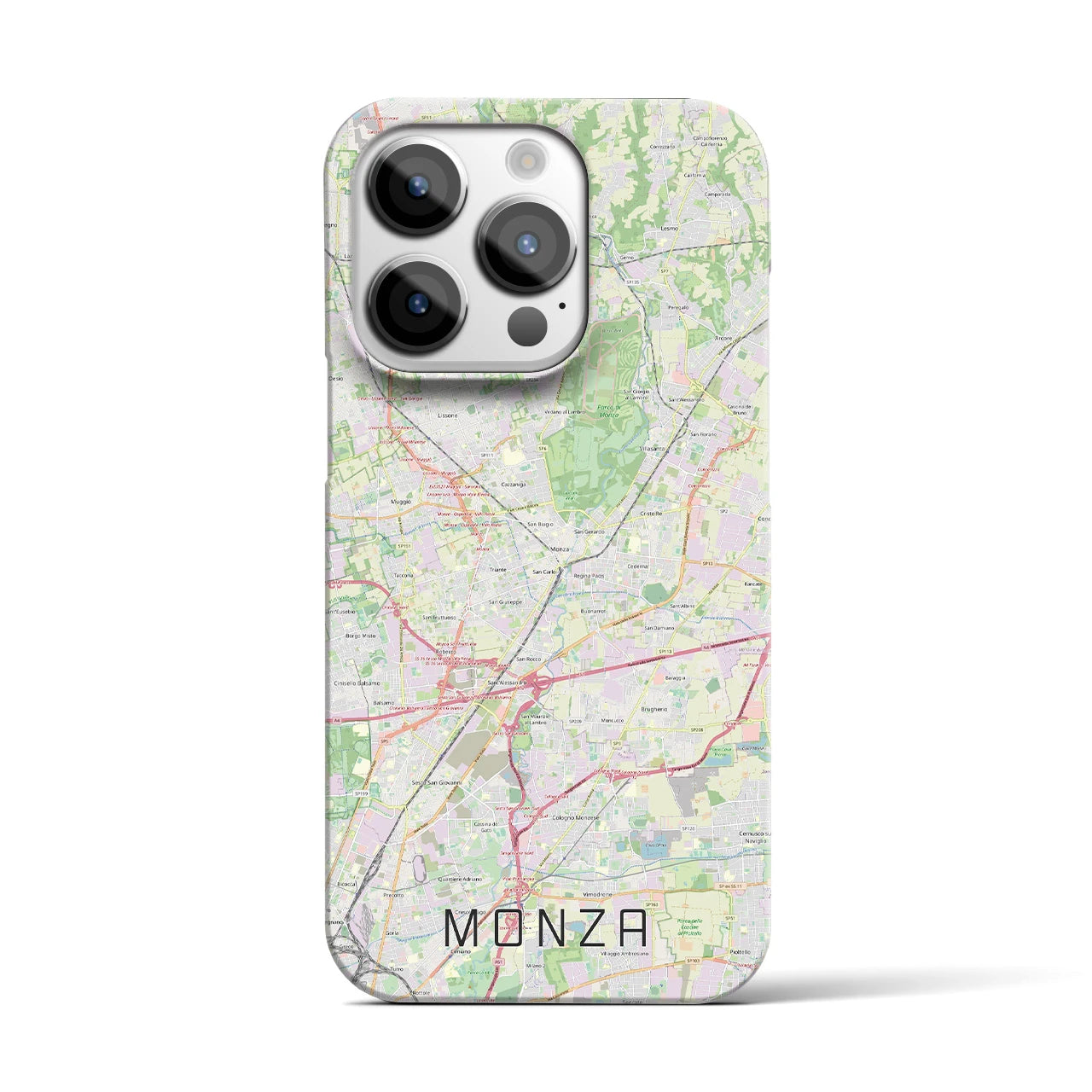 【モンツァ】地図柄iPhoneケース（バックカバータイプ・ナチュラル）iPhone 14 Pro 用