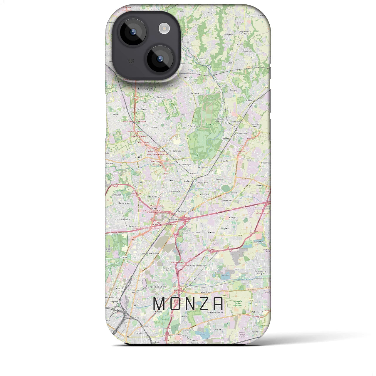 【モンツァ】地図柄iPhoneケース（バックカバータイプ・ナチュラル）iPhone 14 Plus 用