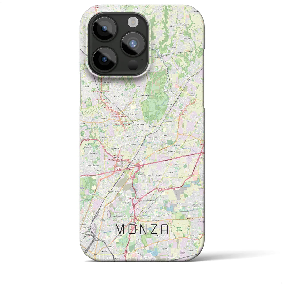 【モンツァ】地図柄iPhoneケース（バックカバータイプ・ナチュラル）iPhone 15 Pro Max 用