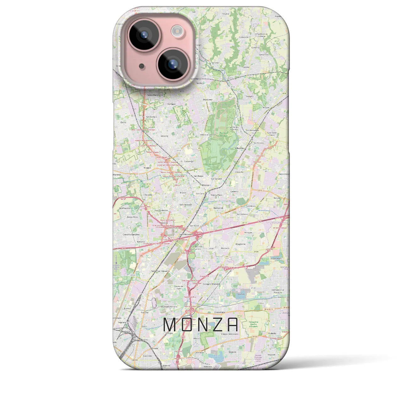 【モンツァ】地図柄iPhoneケース（バックカバータイプ・ナチュラル）iPhone 15 Plus 用