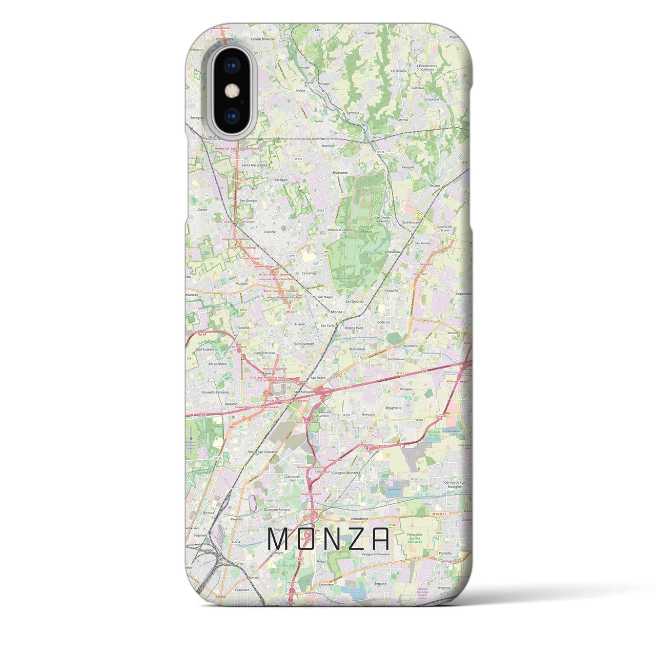 【モンツァ】地図柄iPhoneケース（バックカバータイプ・ナチュラル）iPhone XS Max 用