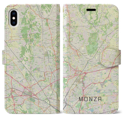 【モンツァ（イタリア）】地図柄iPhoneケース（手帳タイプ）ナチュラル・iPhone XS Max 用