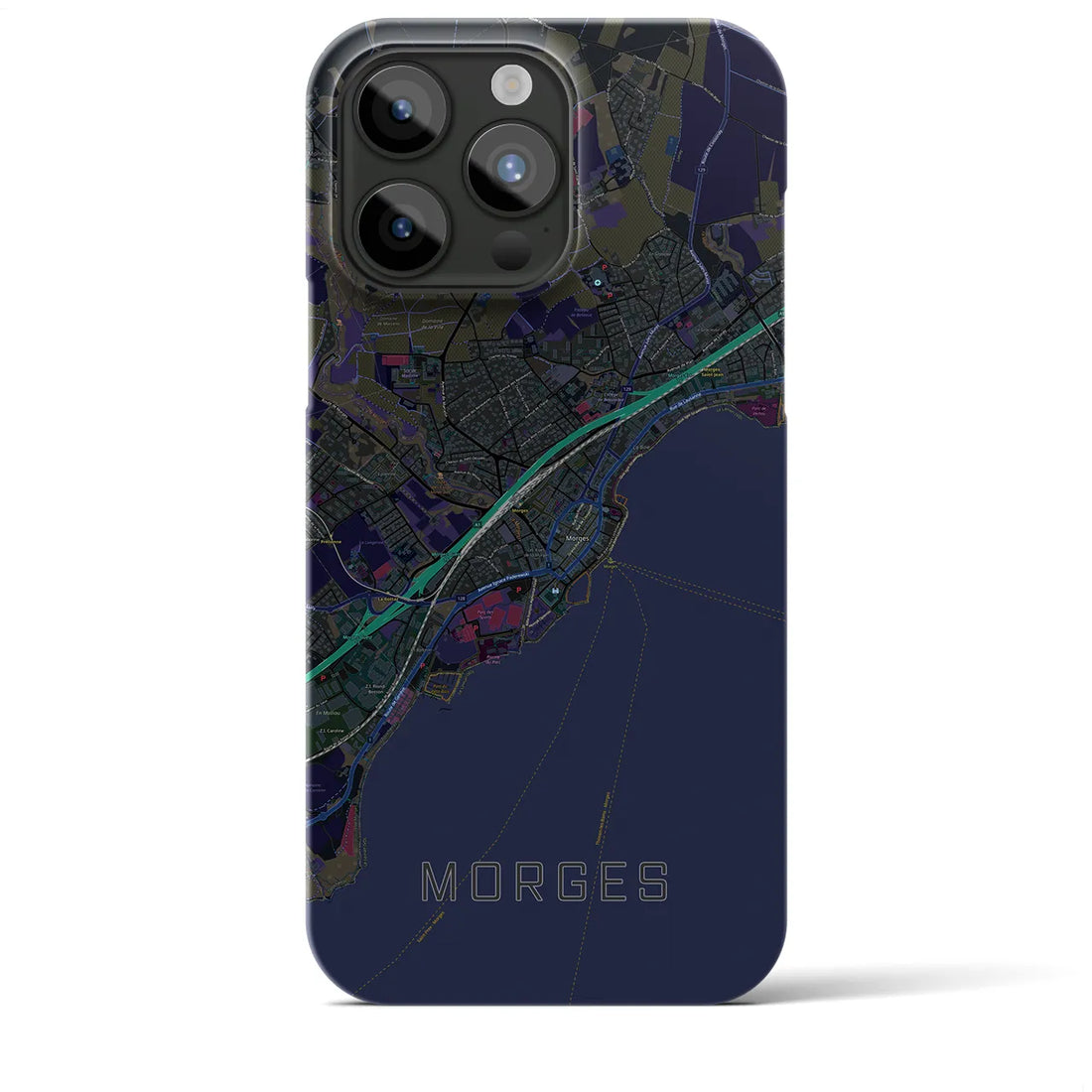【モルジュ】地図柄iPhoneケース（バックカバータイプ・ブラック）iPhone 15 Pro Max 用