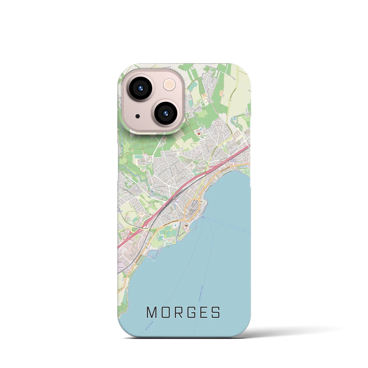 【モルジュ】地図柄iPhoneケース（バックカバータイプ・ナチュラル）iPhone 13 mini 用