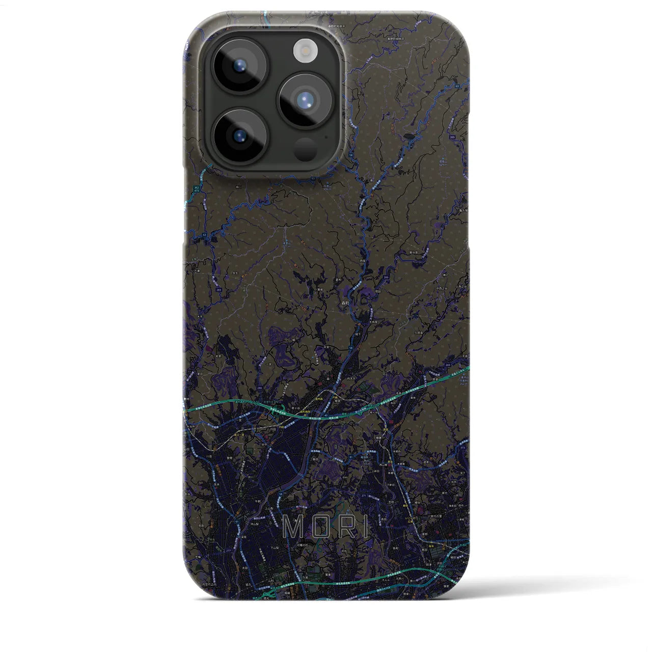 【森】地図柄iPhoneケース（バックカバータイプ・ブラック）iPhone 15 Pro Max 用