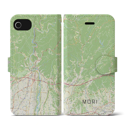 【森（静岡県）】地図柄iPhoneケース（手帳タイプ）ナチュラル・iPhone SE（第3 / 第2世代） / 8 / 7 / 6s / 6 用