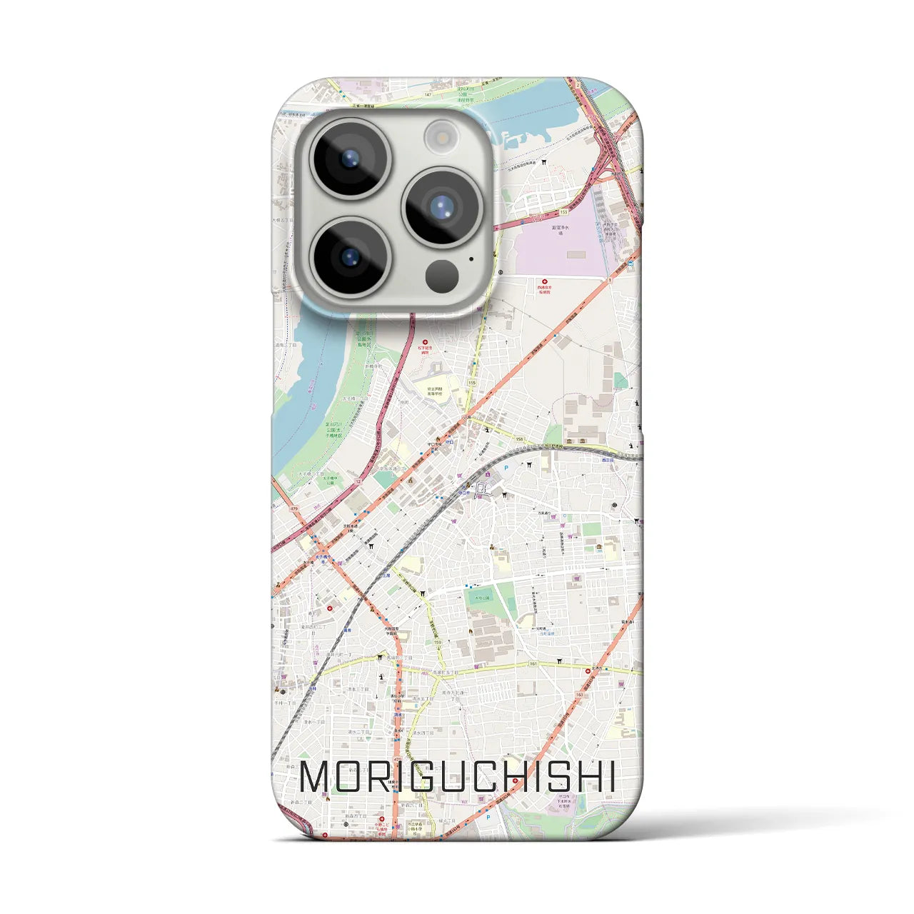 【守口市】地図柄iPhoneケース（バックカバータイプ・ナチュラル）iPhone 15 Pro 用