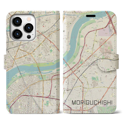 【守口市（大阪府）】地図柄iPhoneケース（手帳タイプ）ナチュラル・iPhone 13 Pro 用