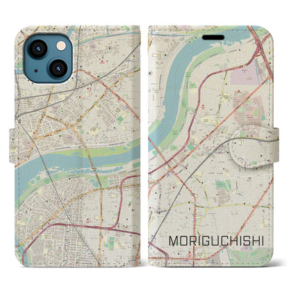 【守口市（大阪府）】地図柄iPhoneケース（手帳タイプ）ナチュラル・iPhone 13 用