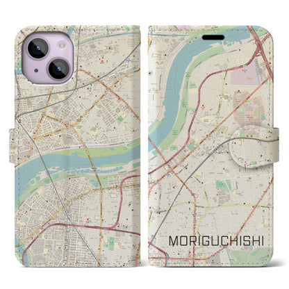 【守口市（大阪府）】地図柄iPhoneケース（手帳タイプ）ナチュラル・iPhone 14 用