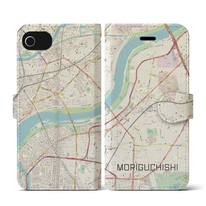 【守口市（大阪府）】地図柄iPhoneケース（手帳タイプ）ナチュラル・iPhone SE（第3 / 第2世代） / 8 / 7 / 6s / 6 用