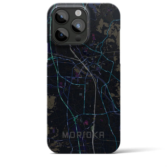 【盛岡】地図柄iPhoneケース（バックカバータイプ・ブラック）iPhone 15 Pro Max 用
