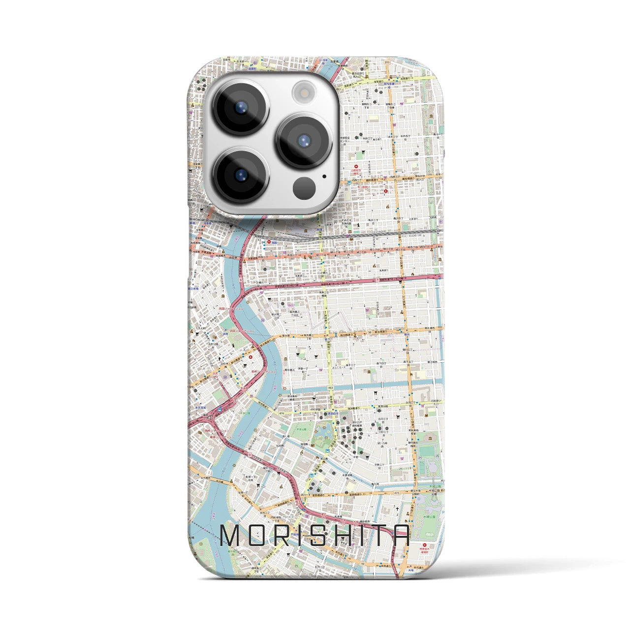 【森下】地図柄iPhoneケース（バックカバータイプ・ナチュラル）iPhone 14 Pro 用