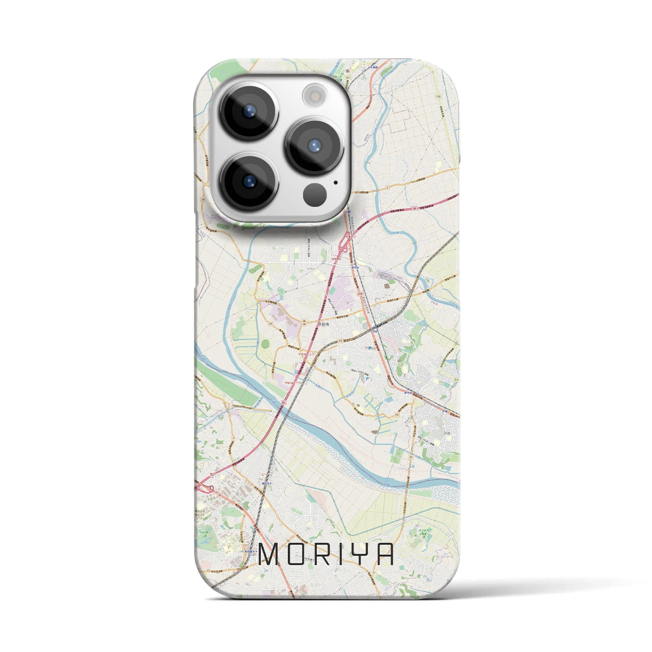 【守谷】地図柄iPhoneケース（バックカバータイプ・ナチュラル）iPhone 14 Pro 用