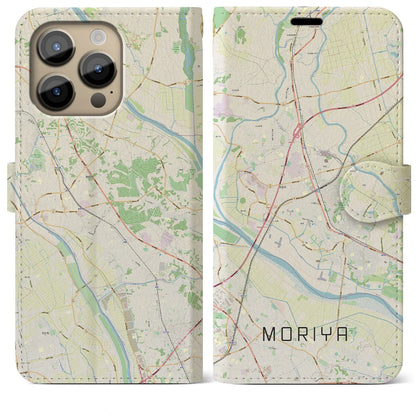 【守谷】地図柄iPhoneケース（手帳両面タイプ・ナチュラル）iPhone 14 Pro Max 用