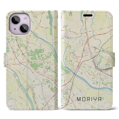 【守谷（茨城県）】地図柄iPhoneケース（手帳タイプ）ナチュラル・iPhone 14 用