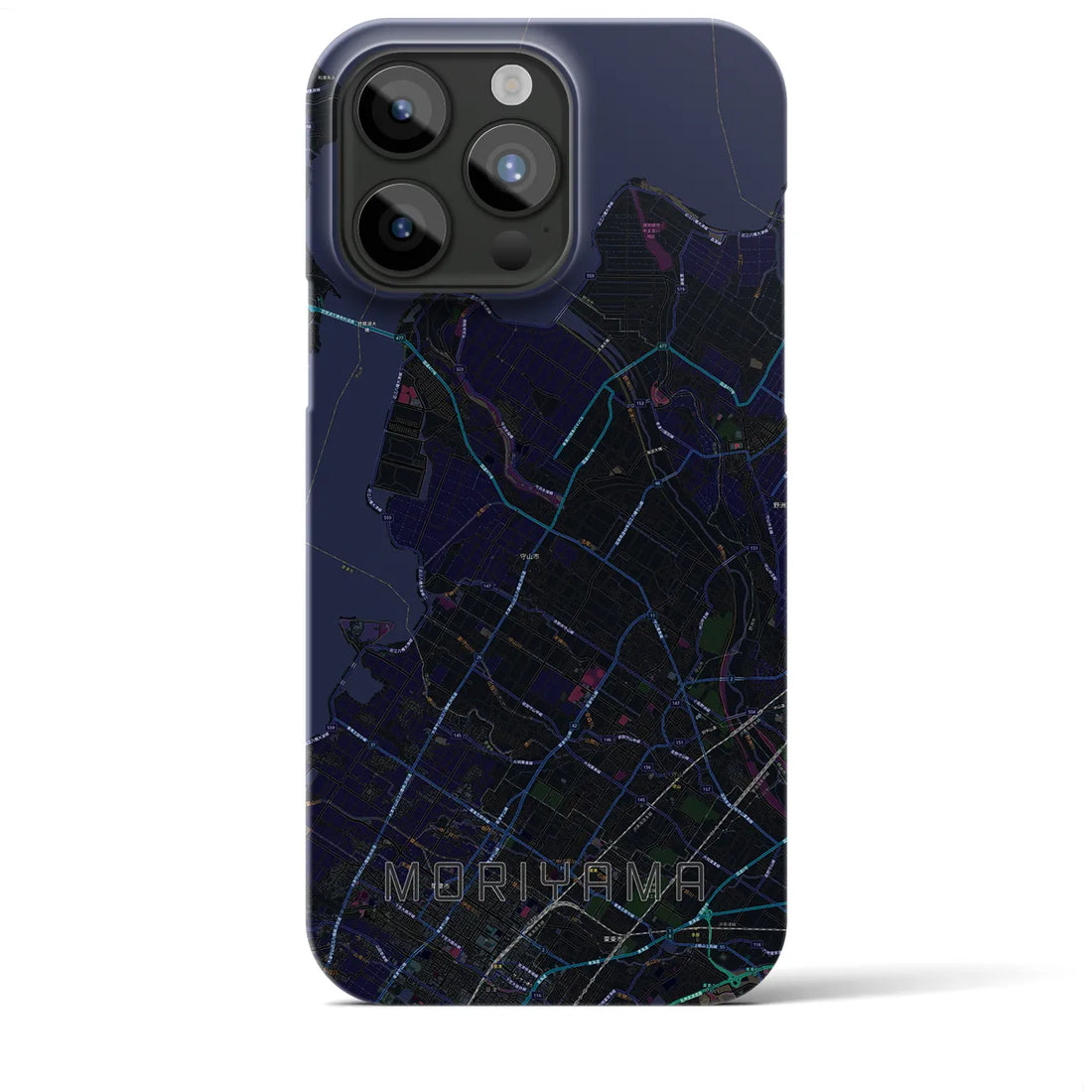 【守山】地図柄iPhoneケース（バックカバータイプ・ブラック）iPhone 15 Pro Max 用