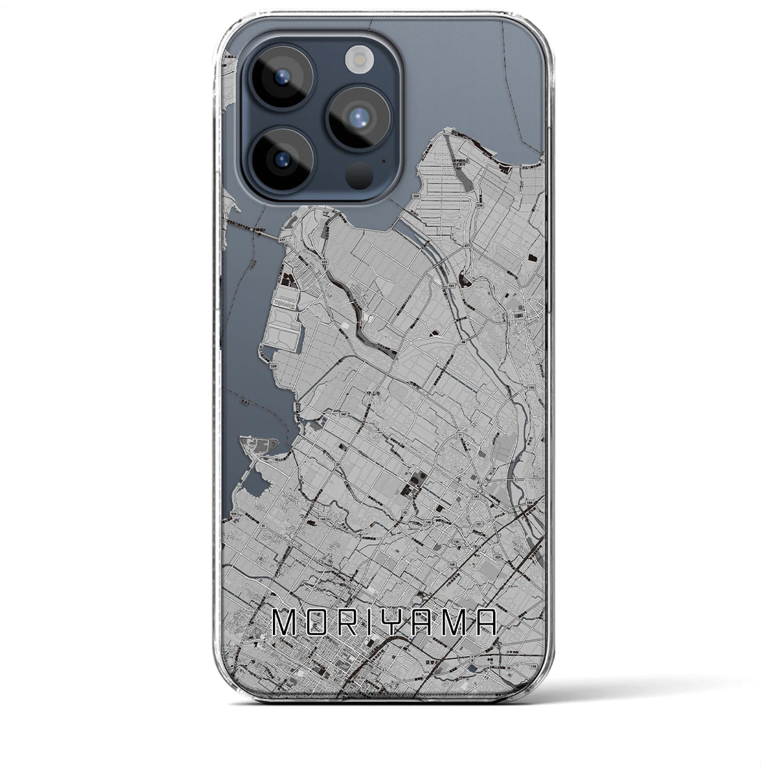 【守山】地図柄iPhoneケース（クリアタイプ・モノトーン）iPhone 15 Pro Max 用