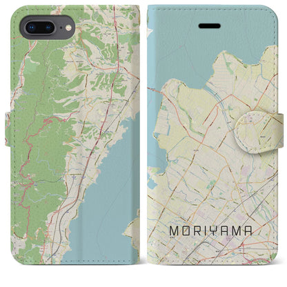 【守山（滋賀県）】地図柄iPhoneケース（手帳タイプ）ナチュラル・iPhone 8Plus /7Plus / 6sPlus / 6Plus 用