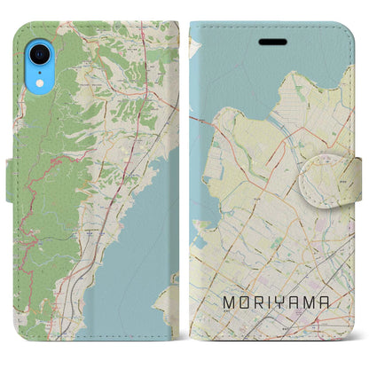 【守山（滋賀県）】地図柄iPhoneケース（手帳タイプ）ナチュラル・iPhone XR 用