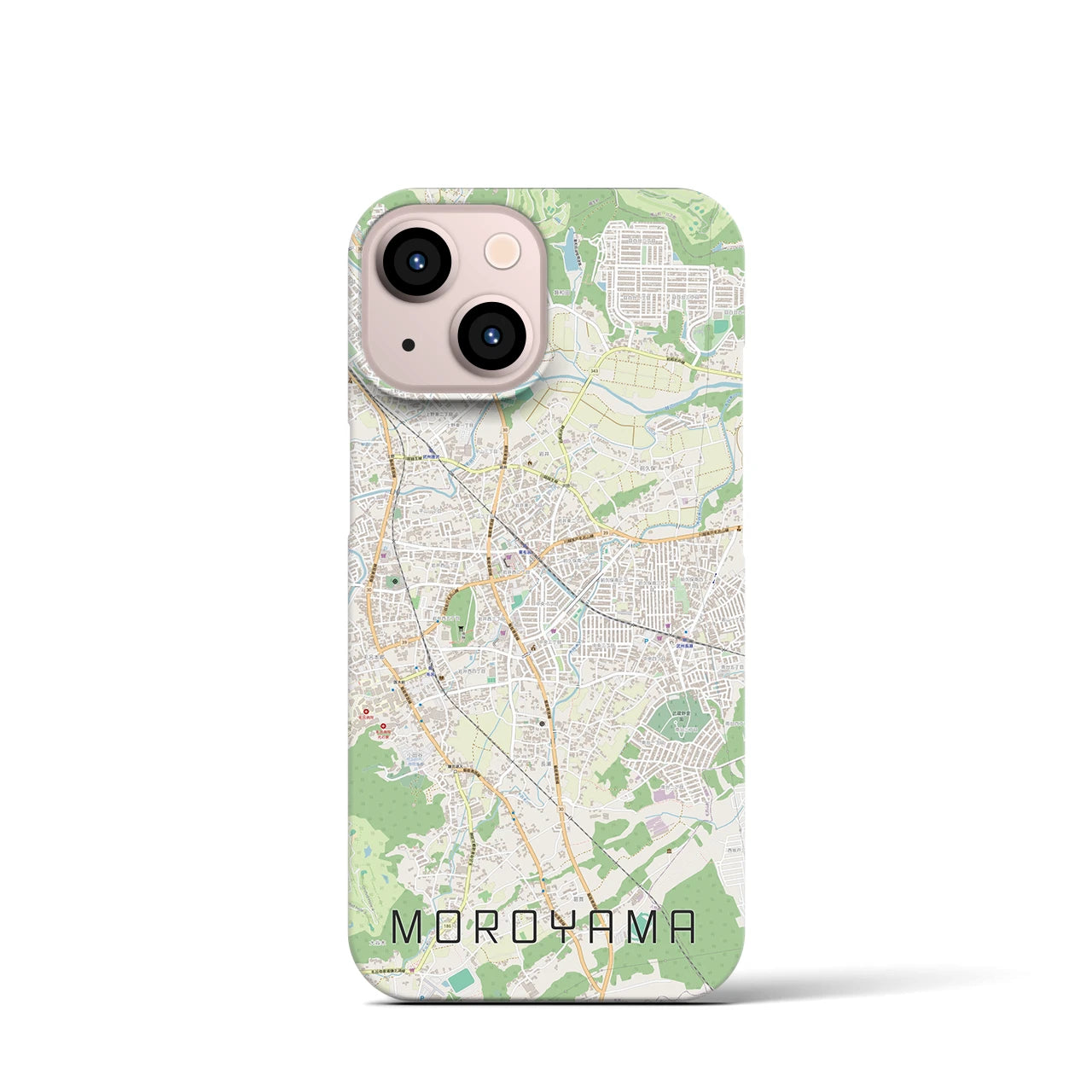 【毛呂山】地図柄iPhoneケース（バックカバータイプ・ナチュラル）iPhone 13 mini 用
