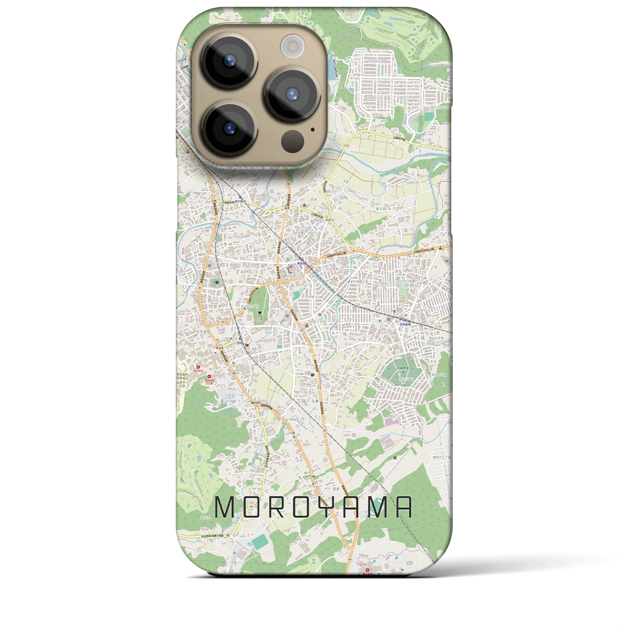 【毛呂山】地図柄iPhoneケース（バックカバータイプ・ナチュラル）iPhone 14 Pro Max 用