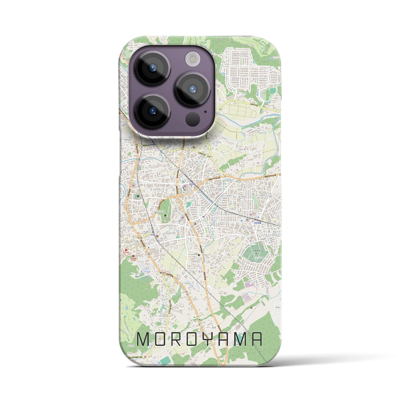 【毛呂山】地図柄iPhoneケース（バックカバータイプ・ナチュラル）iPhone 14 Pro 用