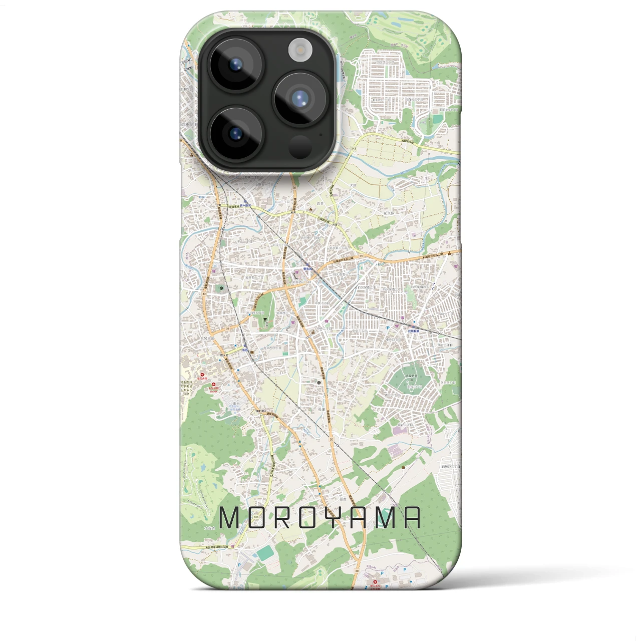 【毛呂山】地図柄iPhoneケース（バックカバータイプ・ナチュラル）iPhone 15 Pro Max 用