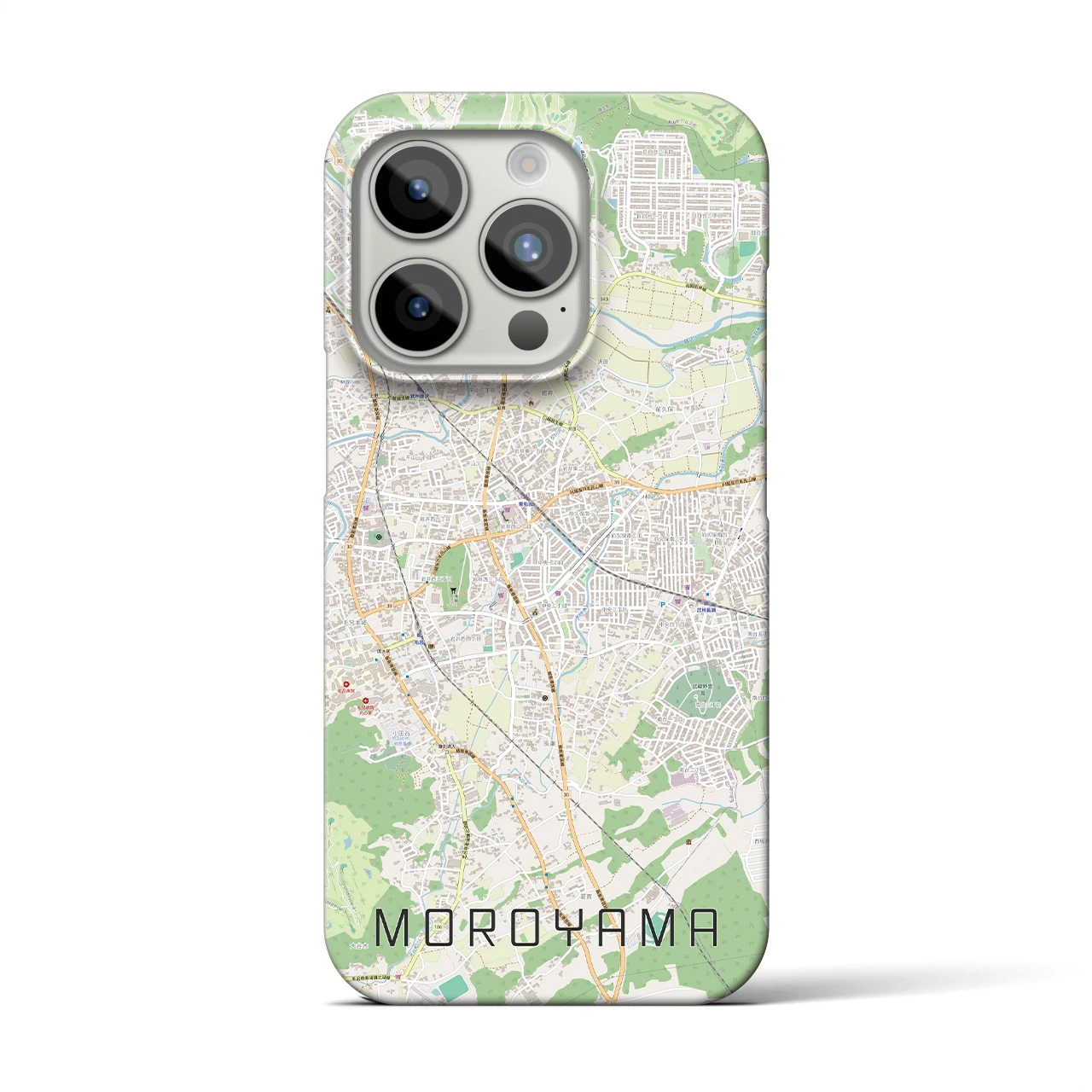 【毛呂山】地図柄iPhoneケース（バックカバータイプ・ナチュラル）iPhone 15 Pro 用