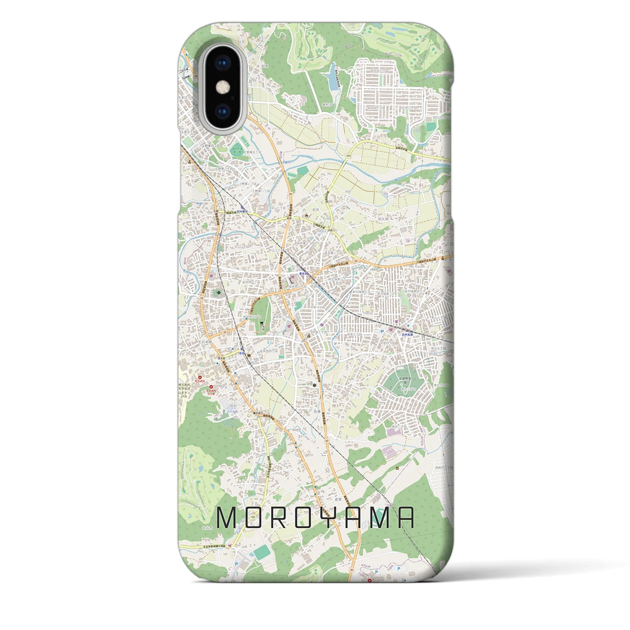 【毛呂山】地図柄iPhoneケース（バックカバータイプ・ナチュラル）iPhone XS Max 用
