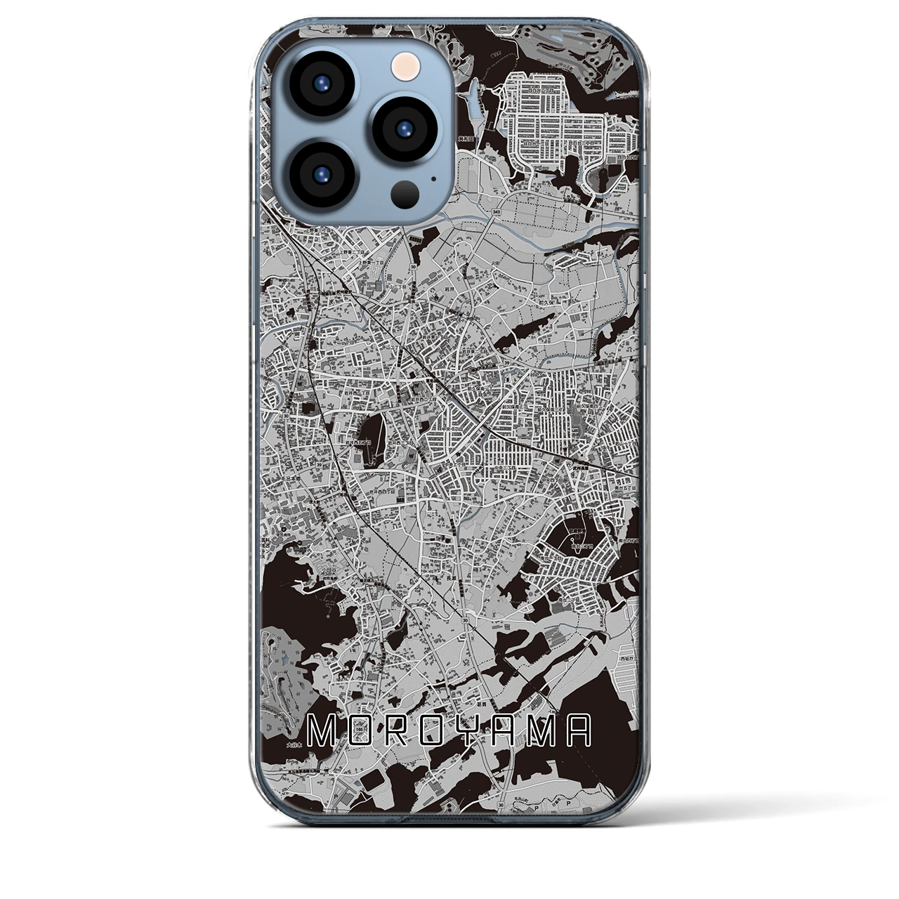 【毛呂山】地図柄iPhoneケース（クリアタイプ・モノトーン）iPhone 13 Pro Max 用