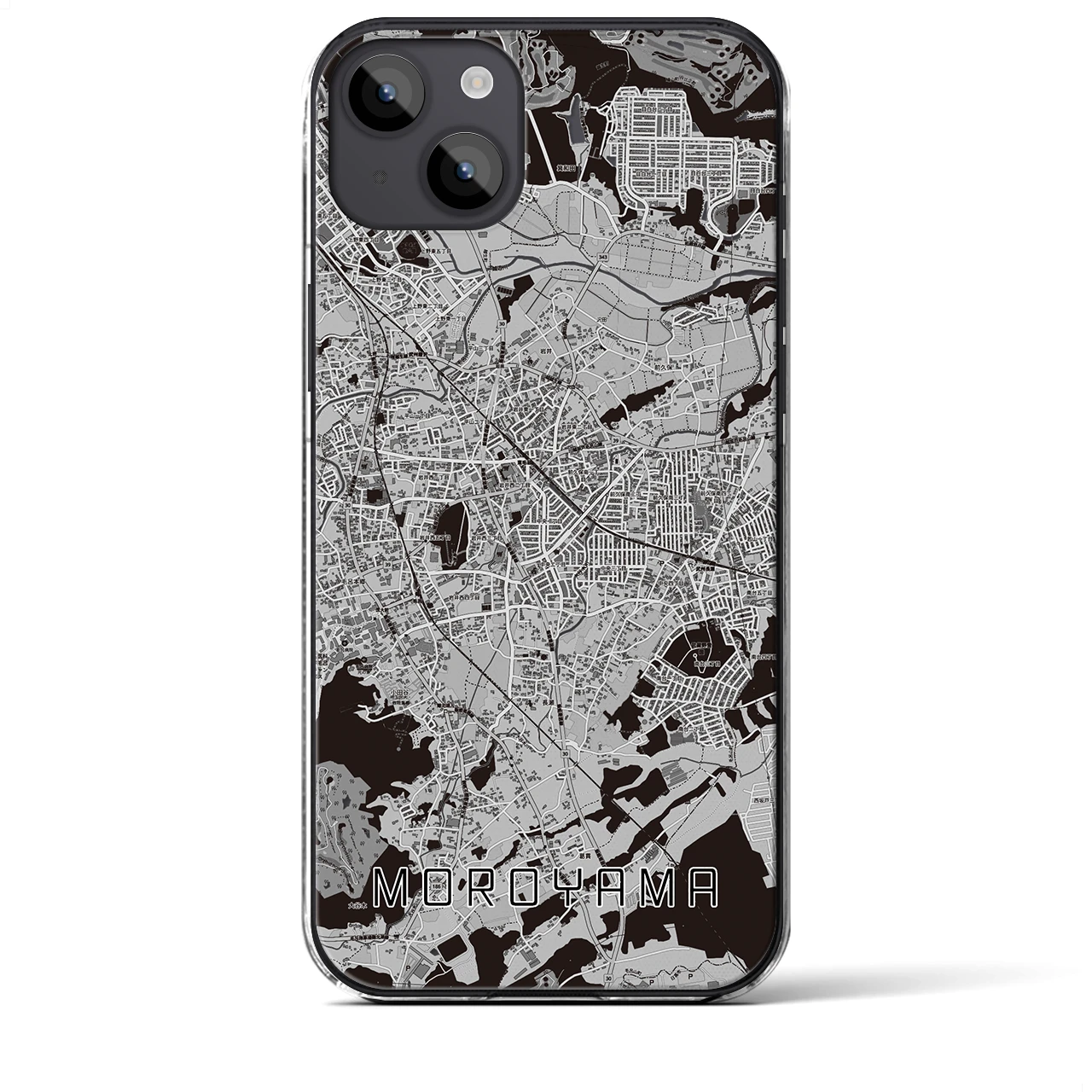 【毛呂山】地図柄iPhoneケース（クリアタイプ・モノトーン）iPhone 14 Plus 用