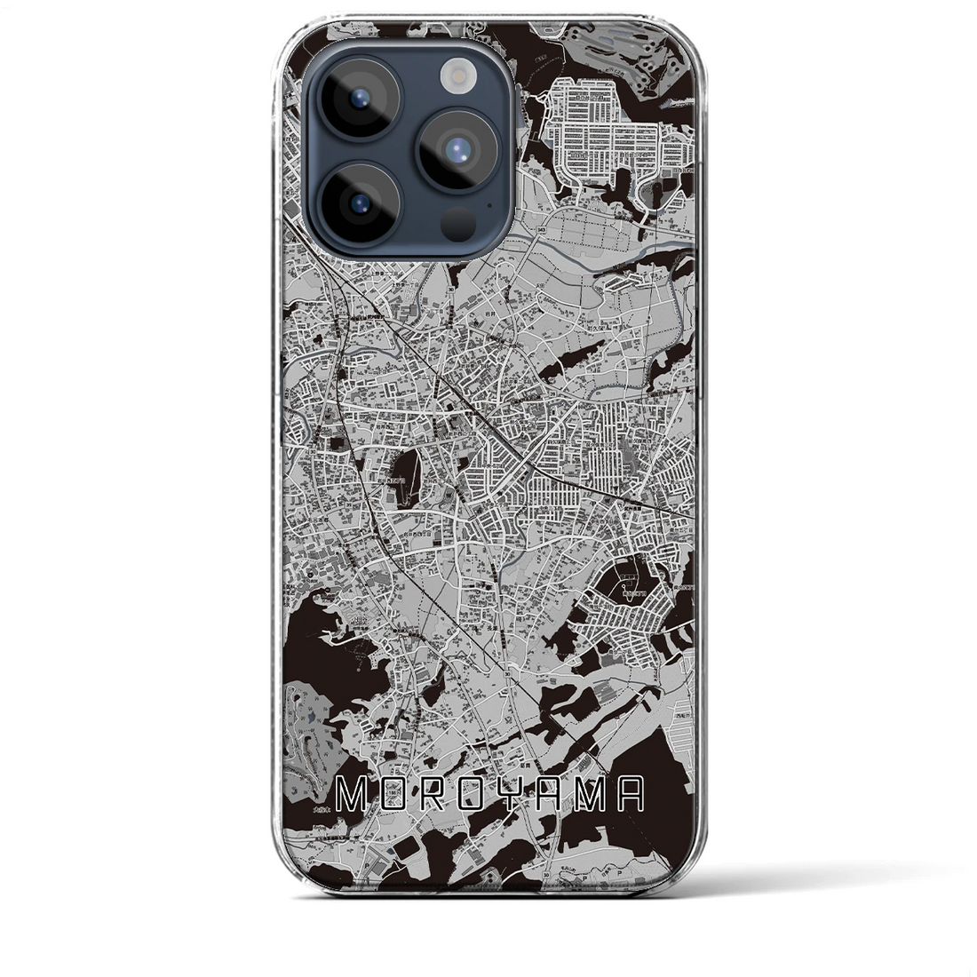 【毛呂山】地図柄iPhoneケース（クリアタイプ・モノトーン）iPhone 15 Pro Max 用