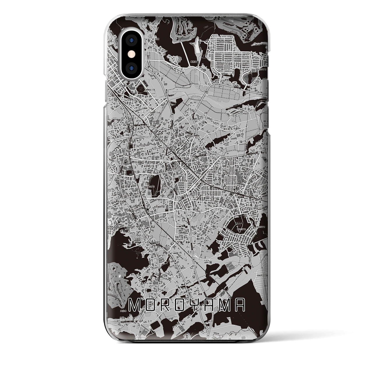 【毛呂山】地図柄iPhoneケース（クリアタイプ・モノトーン）iPhone XS Max 用