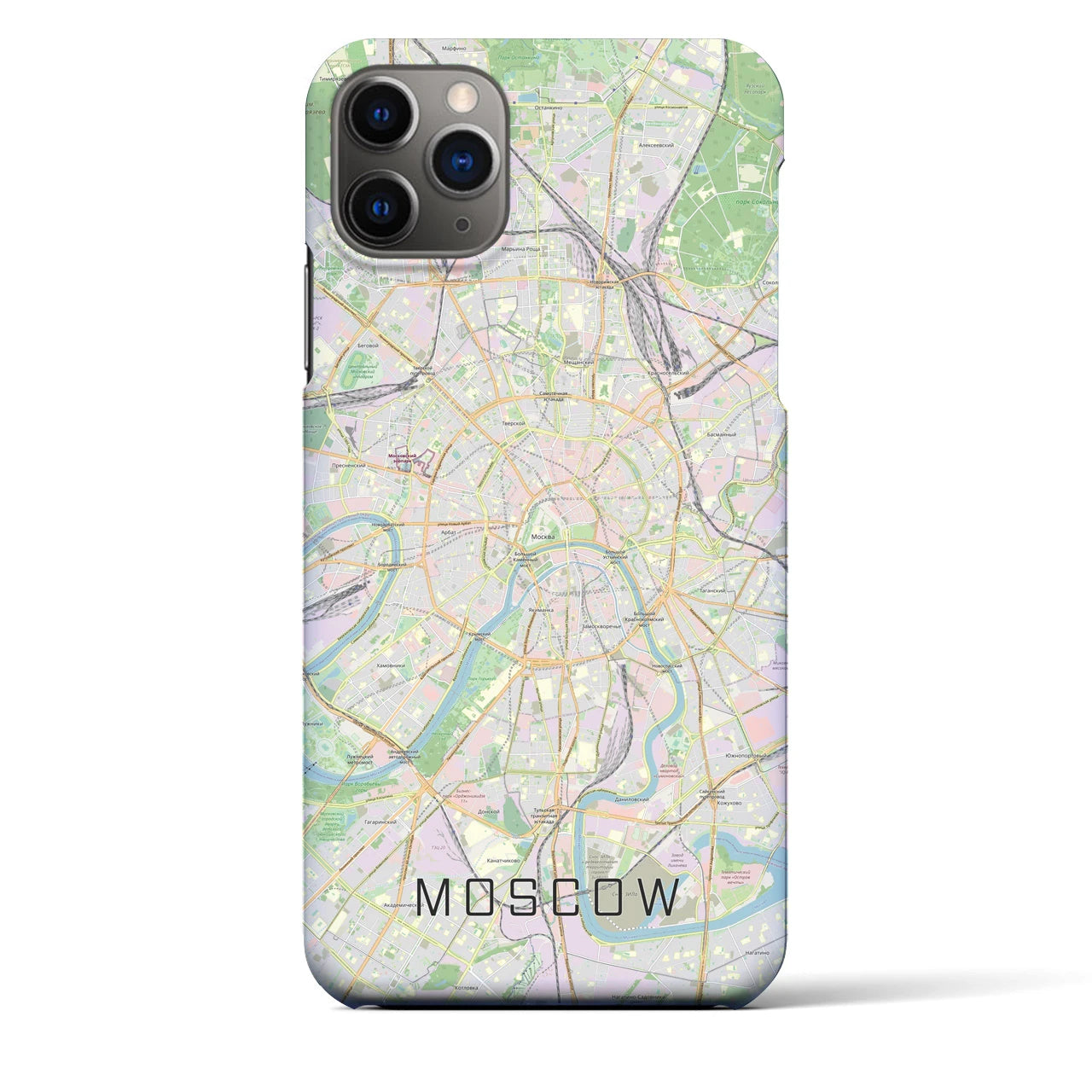 【モスクワ】地図柄iPhoneケース（バックカバータイプ・ナチュラル）iPhone 11 Pro Max 用