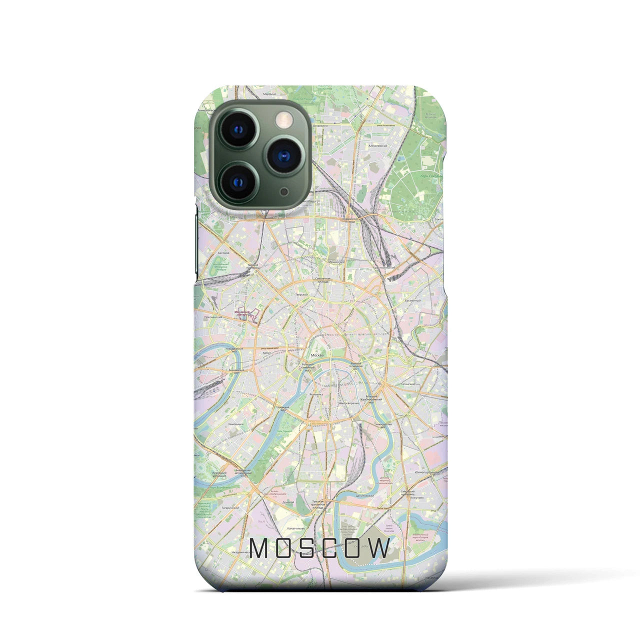 【モスクワ】地図柄iPhoneケース（バックカバータイプ・ナチュラル）iPhone 11 Pro 用