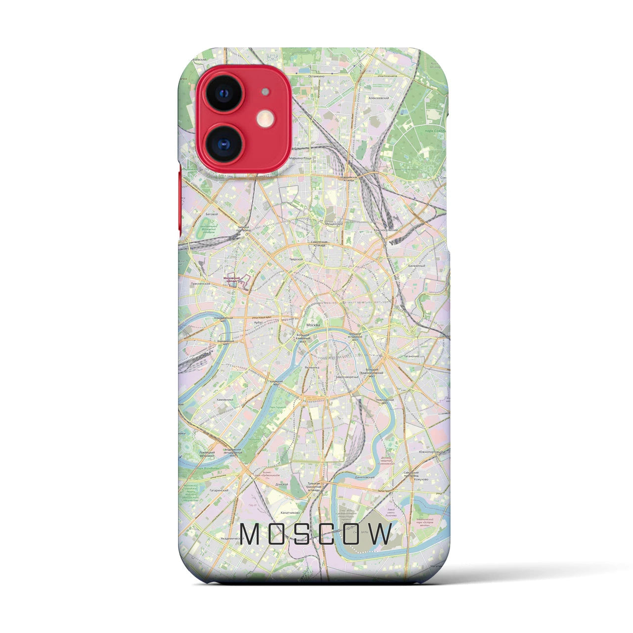 【モスクワ】地図柄iPhoneケース（バックカバータイプ・ナチュラル）iPhone 11 用