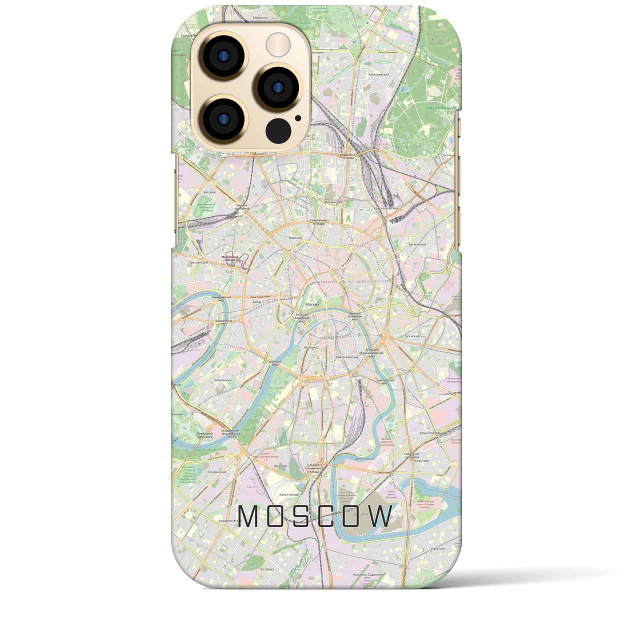 【モスクワ】地図柄iPhoneケース（バックカバータイプ・ナチュラル）iPhone 12 Pro Max 用