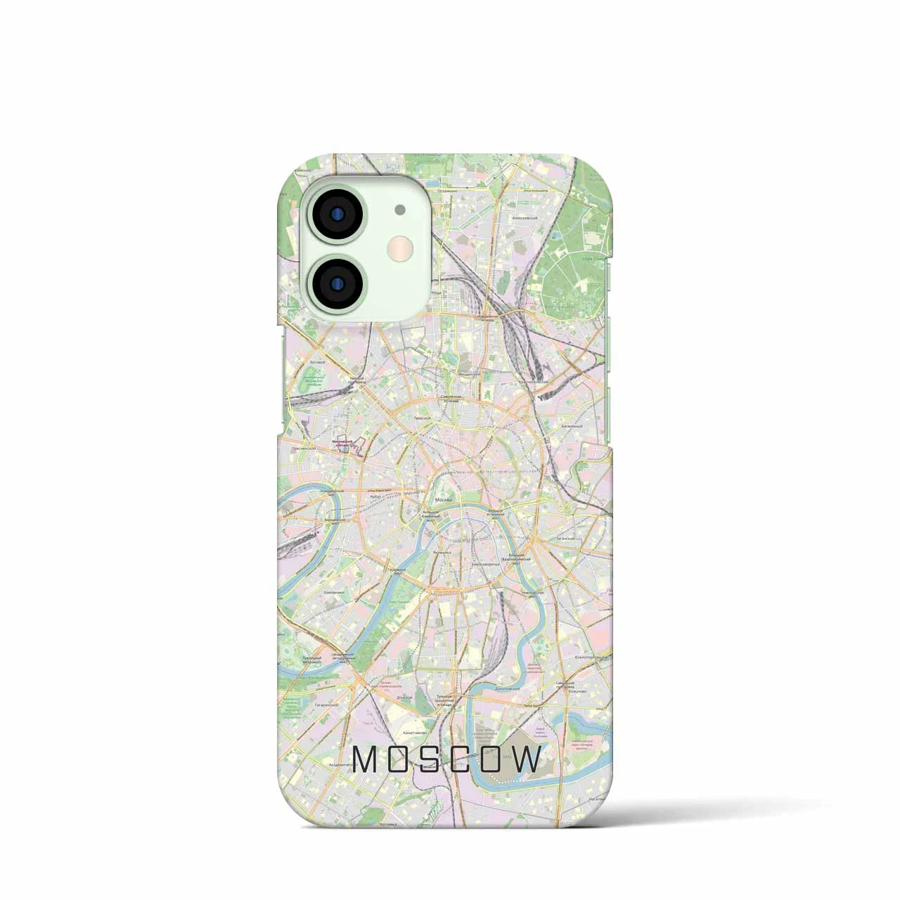 【モスクワ】地図柄iPhoneケース（バックカバータイプ・ナチュラル）iPhone 12 mini 用