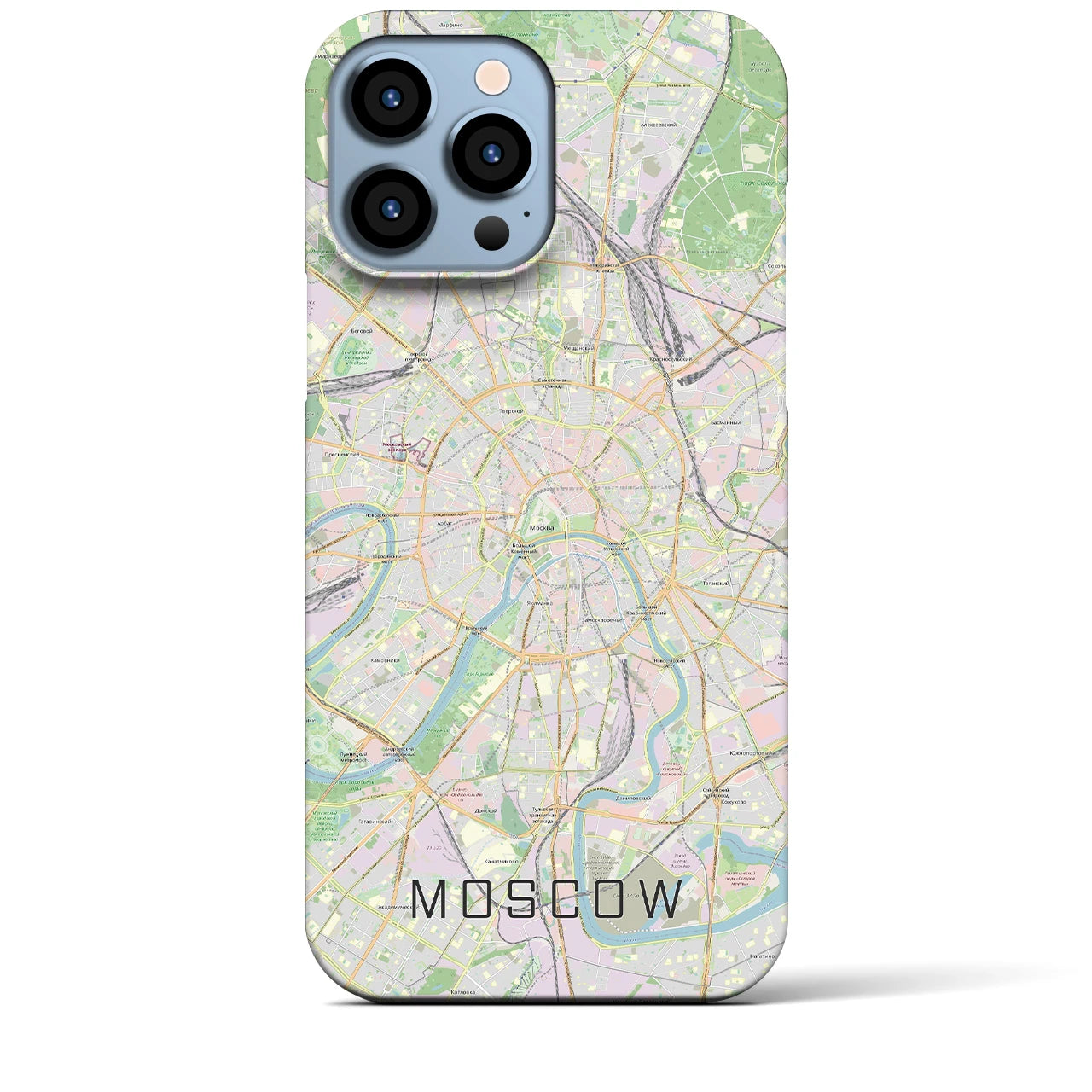 【モスクワ】地図柄iPhoneケース（バックカバータイプ・ナチュラル）iPhone 13 Pro Max 用
