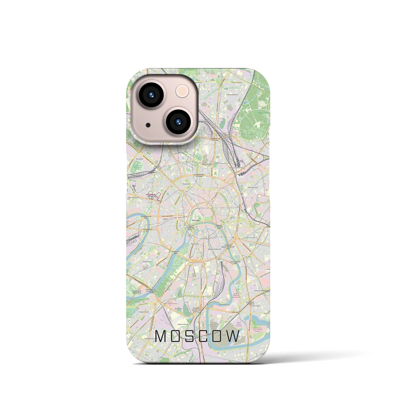 【モスクワ】地図柄iPhoneケース（バックカバータイプ・ナチュラル）iPhone 13 mini 用