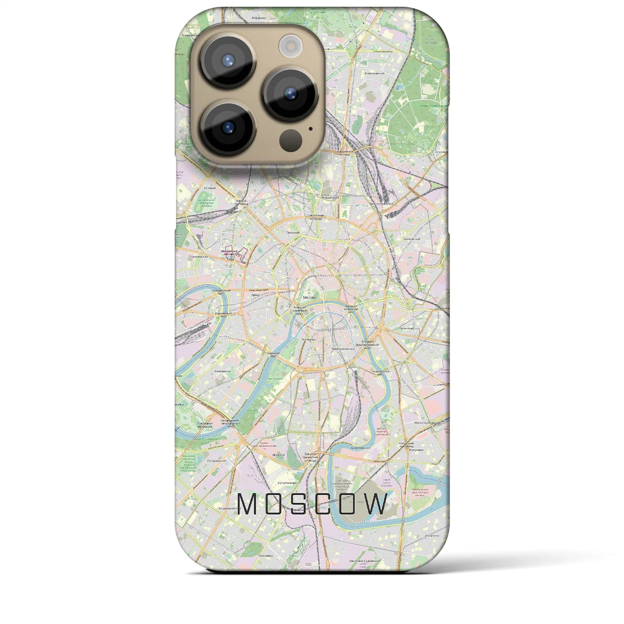 【モスクワ】地図柄iPhoneケース（バックカバータイプ・ナチュラル）iPhone 14 Pro Max 用