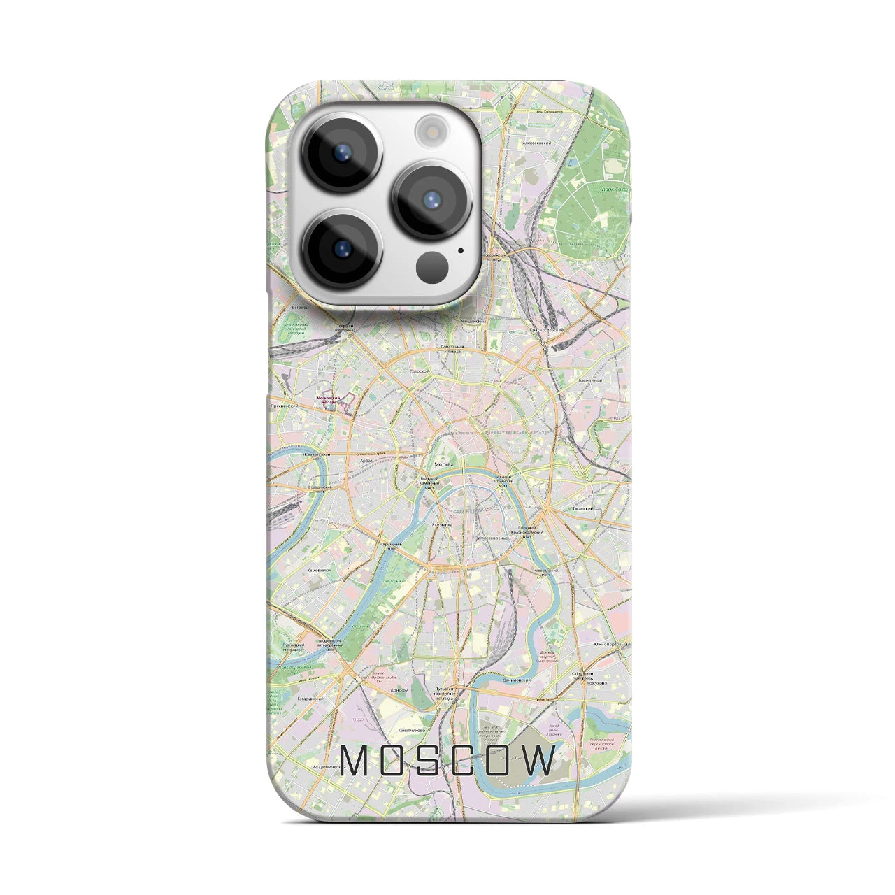【モスクワ】地図柄iPhoneケース（バックカバータイプ・ナチュラル）iPhone 14 Pro 用