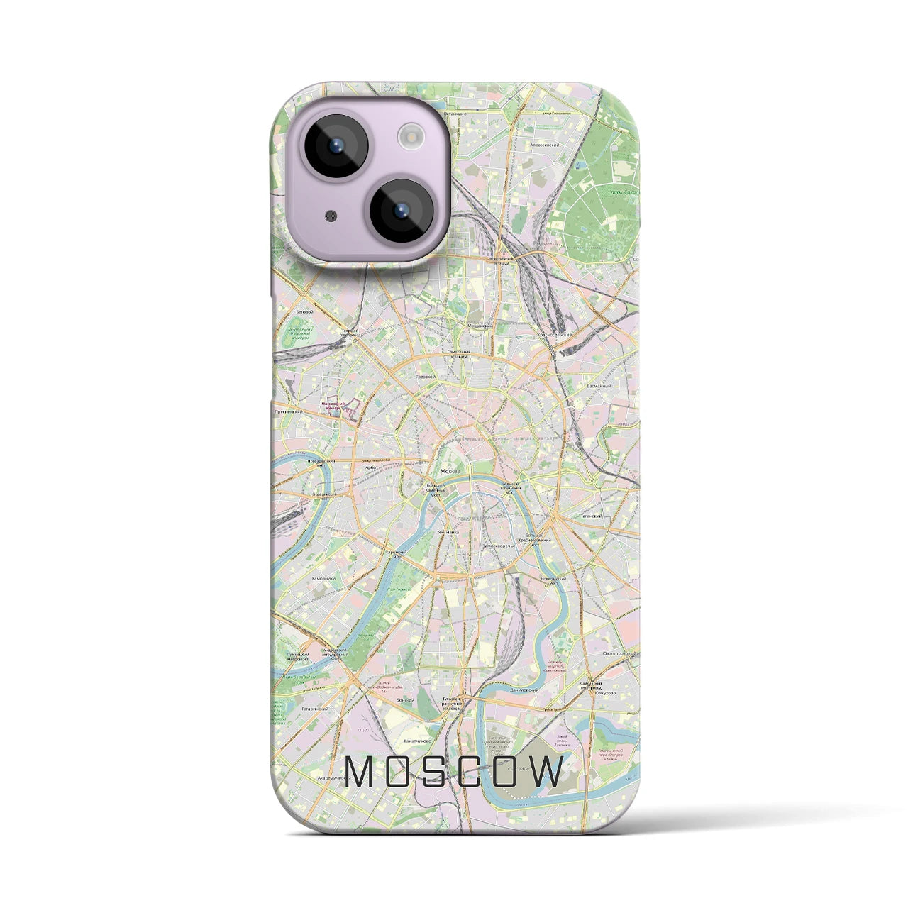 【モスクワ】地図柄iPhoneケース（バックカバータイプ・ナチュラル）iPhone 14 用